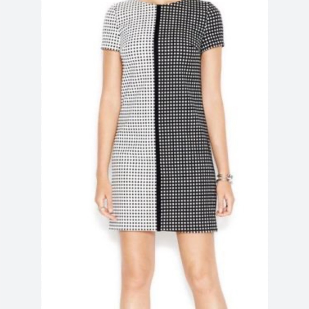 BETSEY JOHNSON Women's Two-Tone Square Print Dress, Black/White size 4